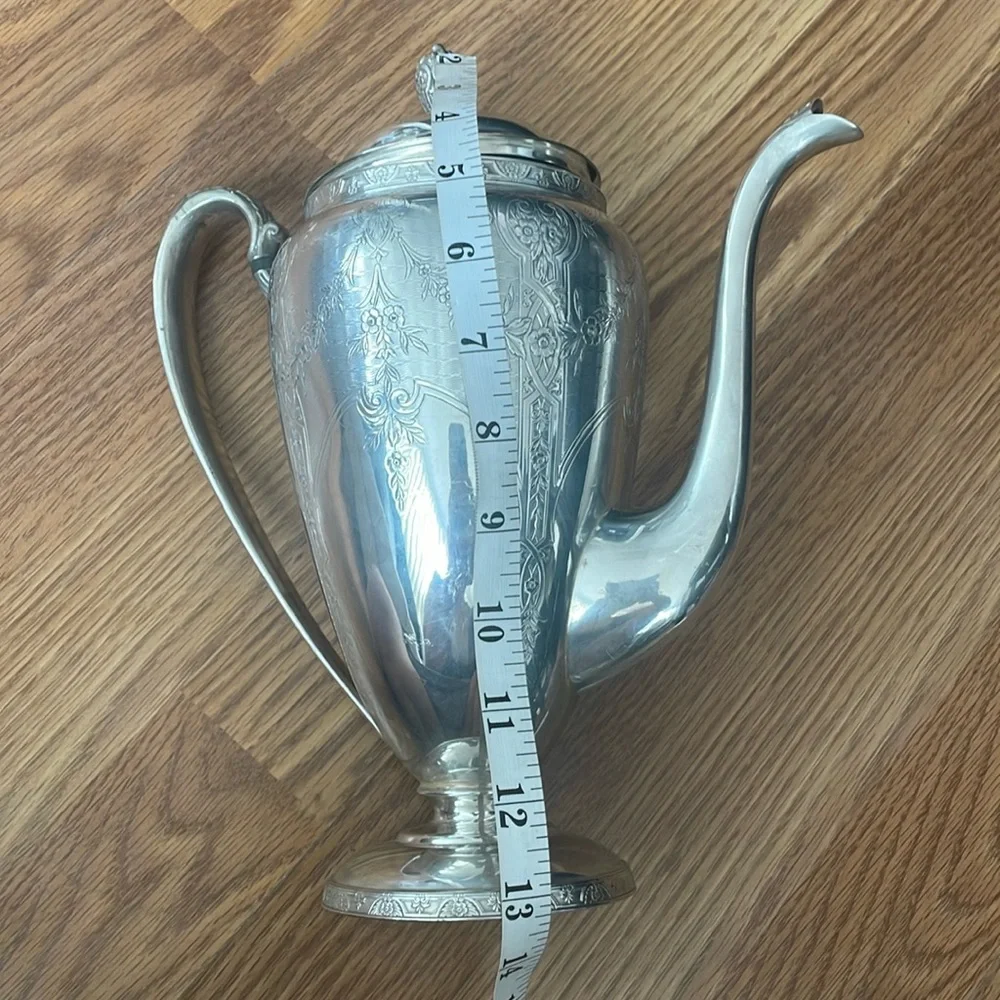 WILCOX INTERNATIONAL CO SILVER PLATE COFFEE POT& CREAM FLORAL PATTERN #…